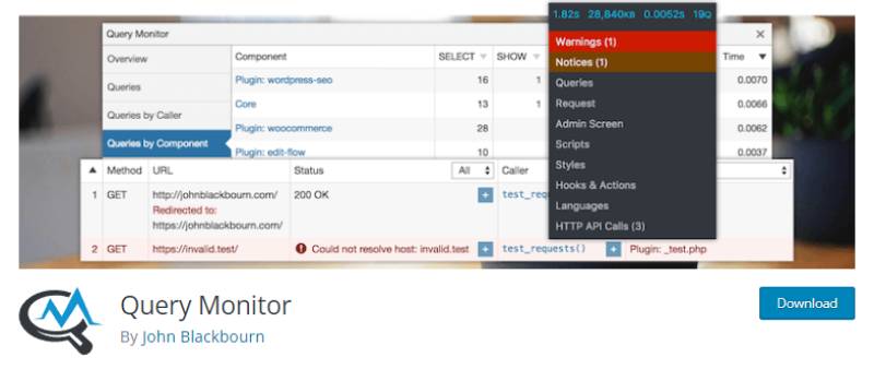 query monitor download page screenshot 