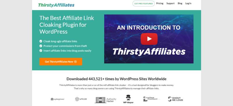 thirsty affiliates homepage screenshot 