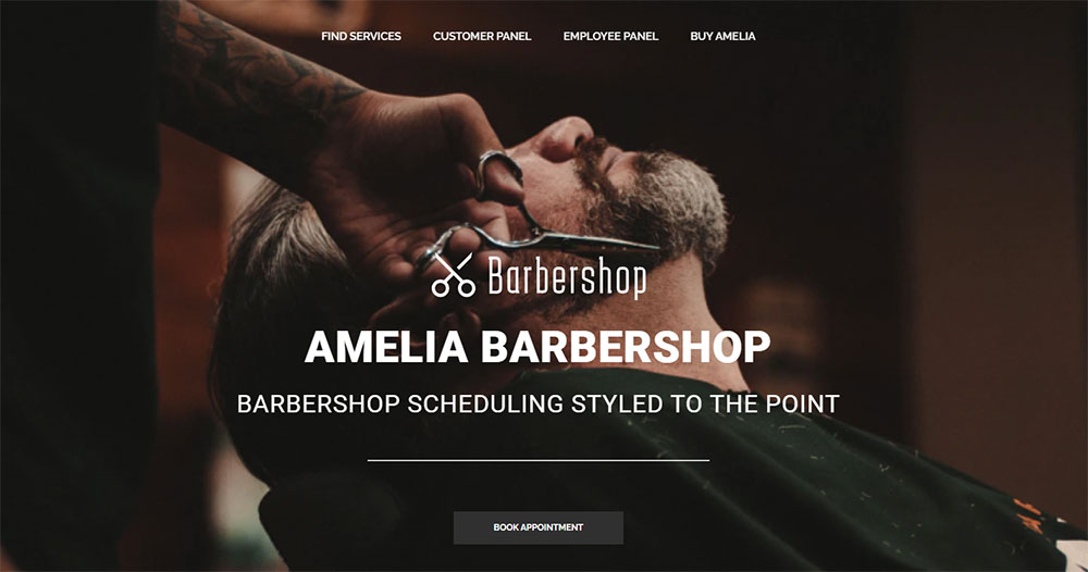 barber booking website amelia demo