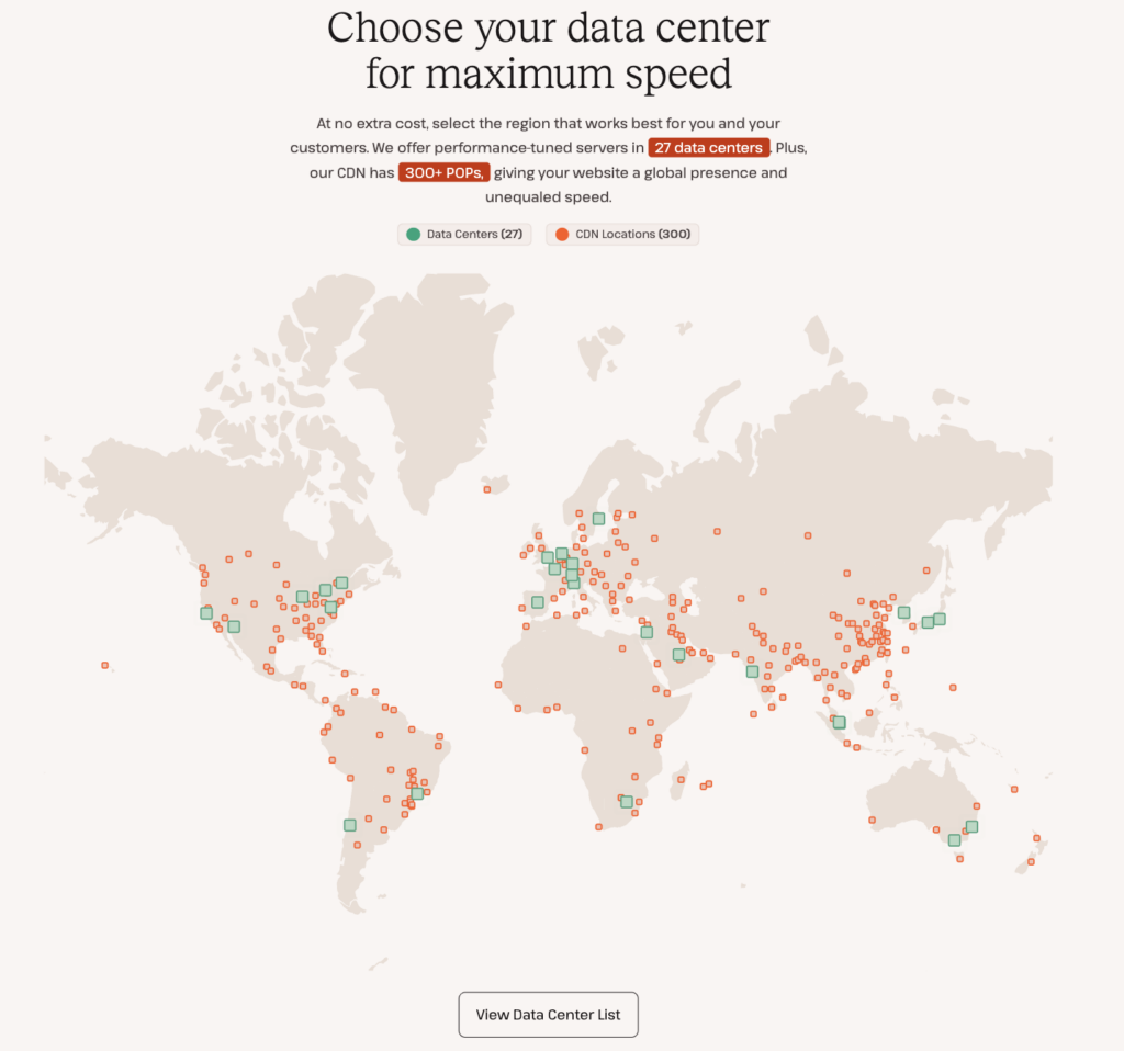 data centers location map in kinsta