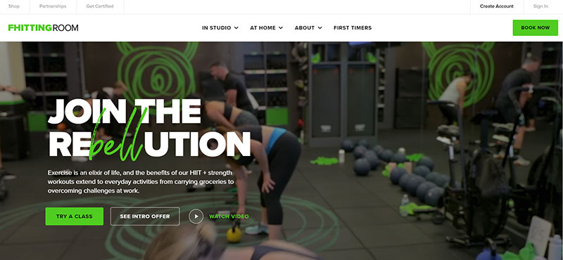 fhittingroom gym website homepage screenshot