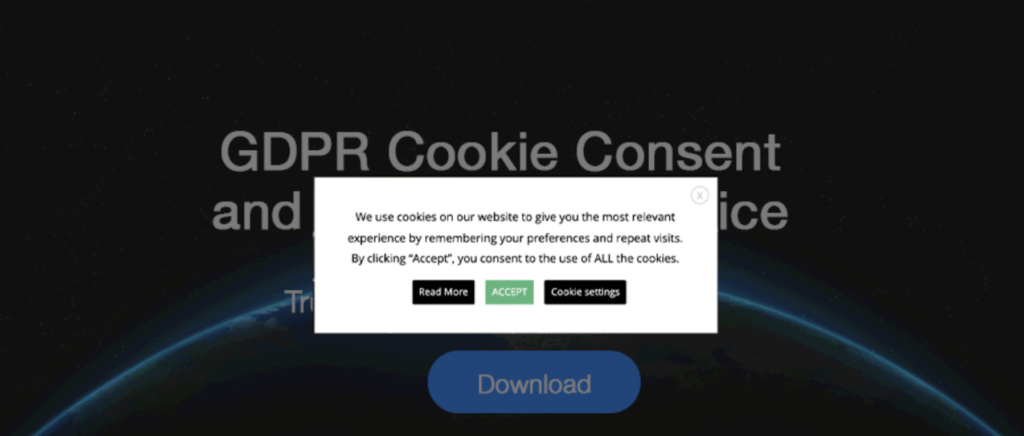 gdpr cookie consent screenshot
