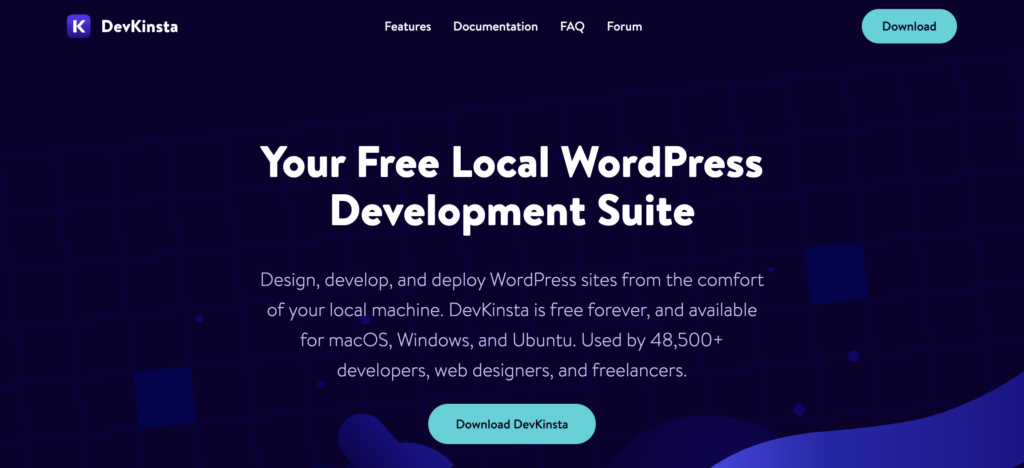devKinsta free local WordPress development environment