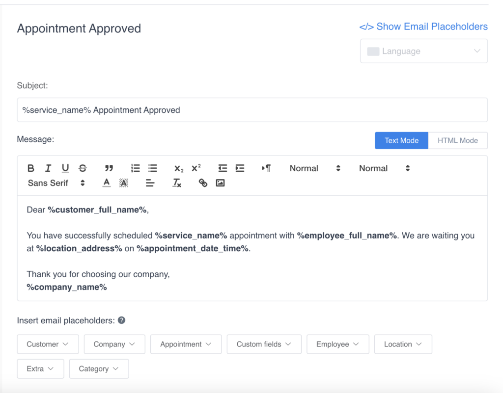 amelia approved appointment automated email response examples