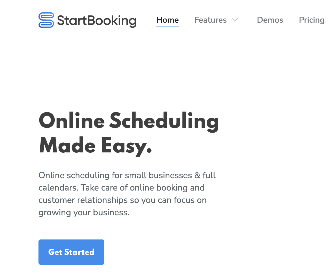 StartBooking Homepage screenshot