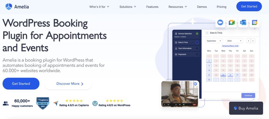 amelia wordpress booking plugin for appointments and events
