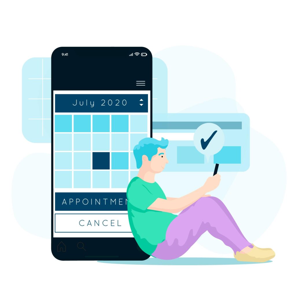 illustration of how to cancel an appointment with a smartphone