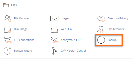 cpanel files and backup section