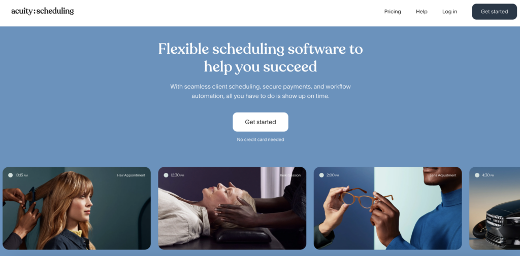 acuity scheduling homepage