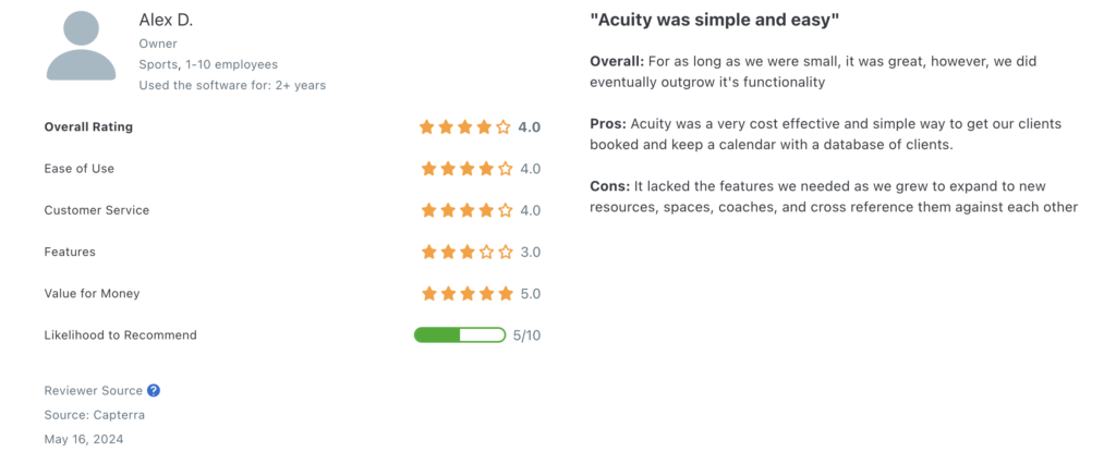 acuity scheduling review