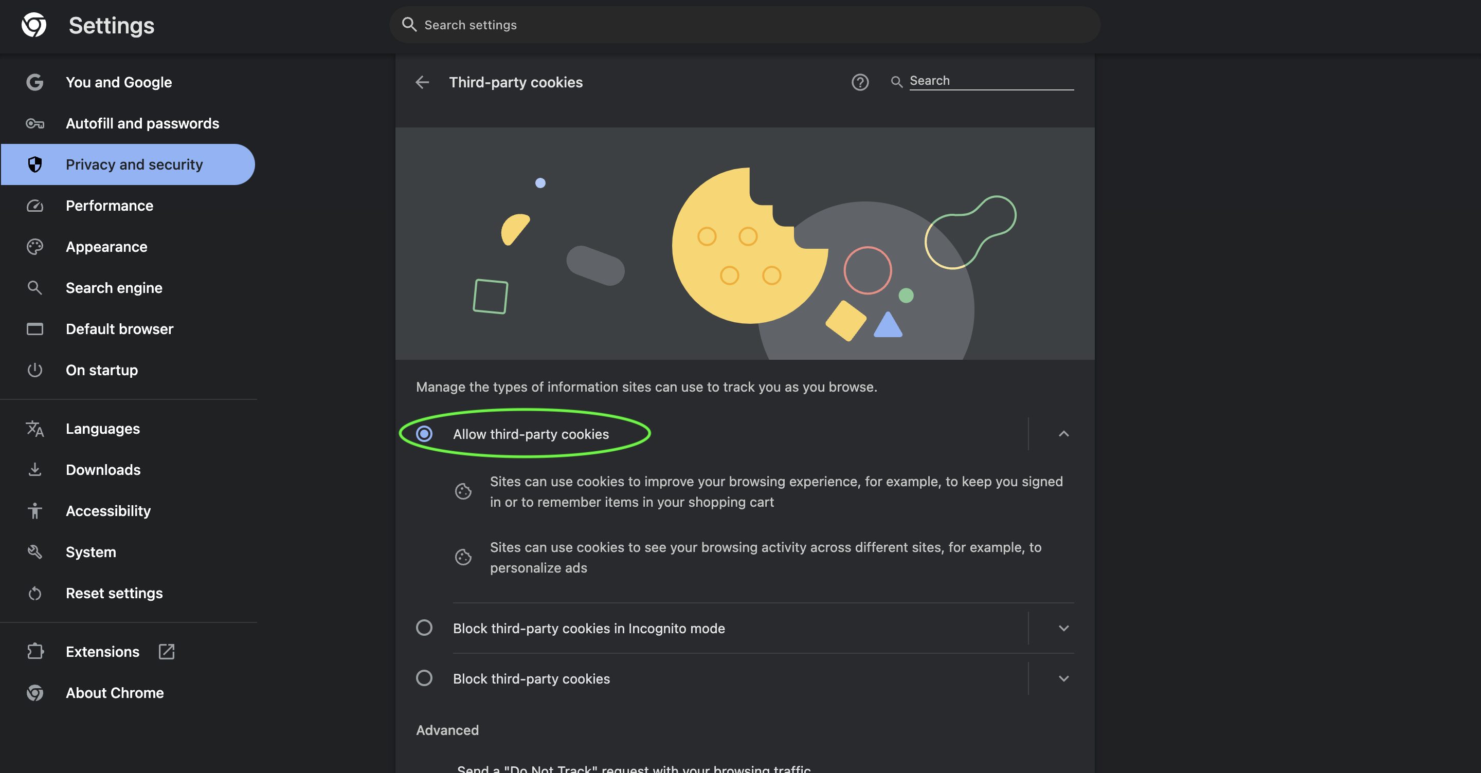 How to allow cookies in Google settings