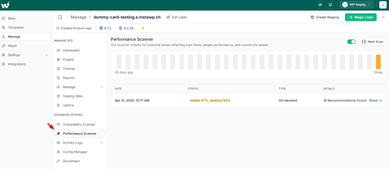 Performance Scanner of InstaWp
