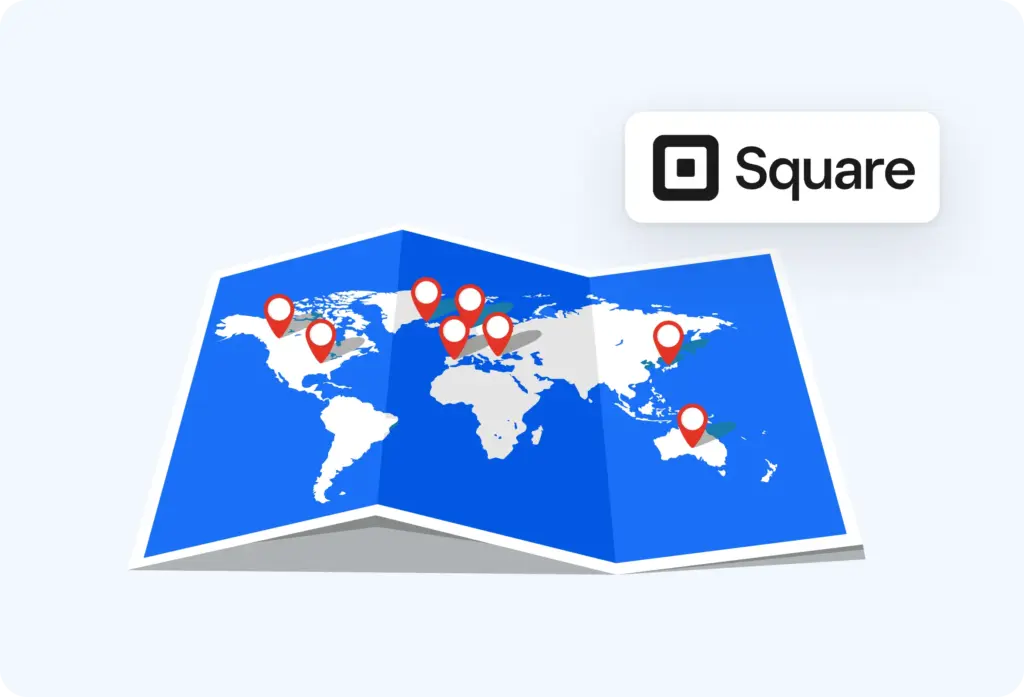 Map showing countries supported by Square payments