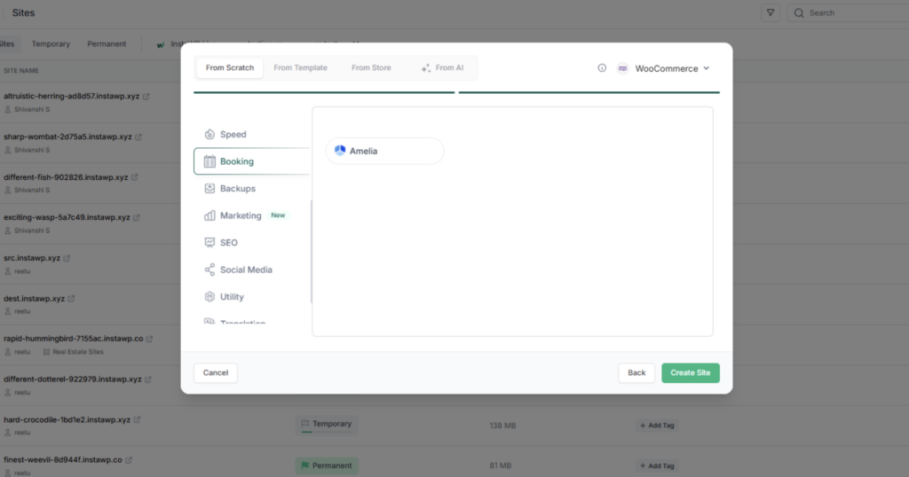 Amelia booking plugin on InstaWP