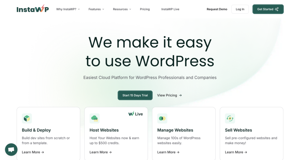Insta WP website home page