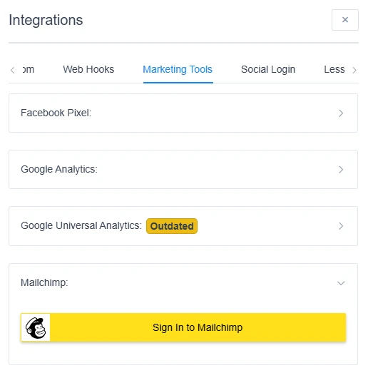 Mailchimp integration option in Amelia settings