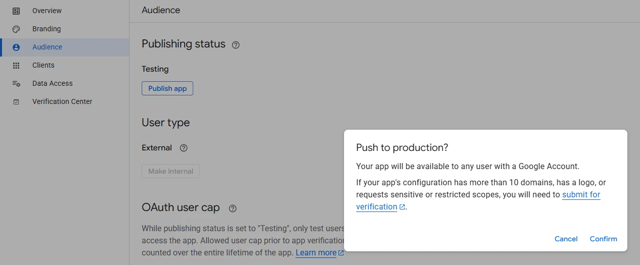 Publish the Google Cloud application