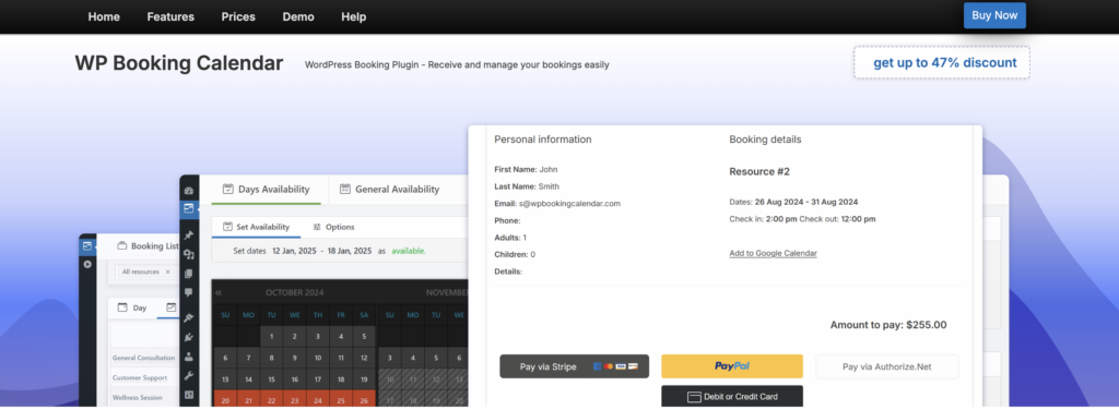 WP Booking Calendar homepage