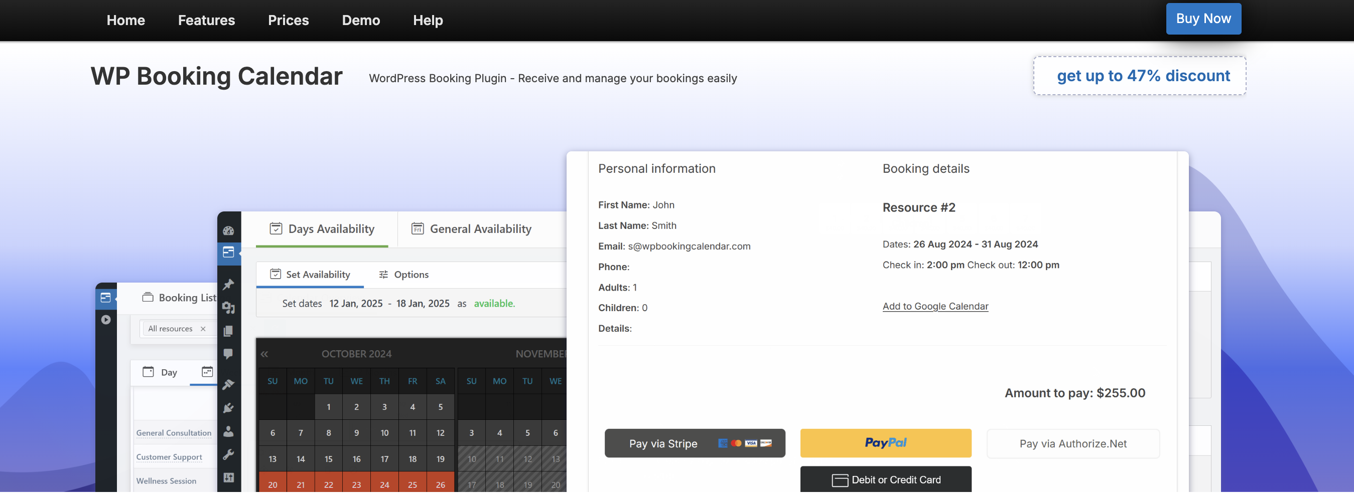 wp booking calendar omepage screenshot