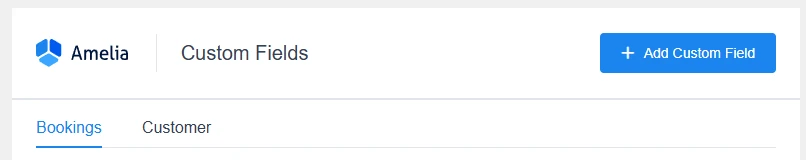 Amelia Custom Fields page showing Bookings tab and Add Custom Field button.