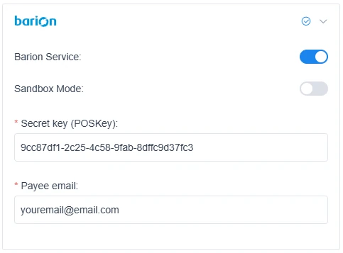 Barion payment gateway enabled in Amelia payment settings.