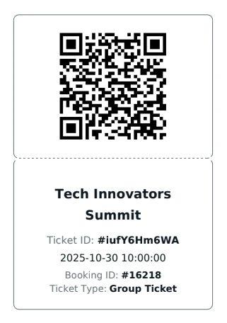 Example showing a group QR code e-ticket sent to the customer for a group booking in Amelia.