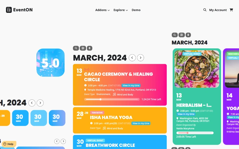 event on homepage screenshot