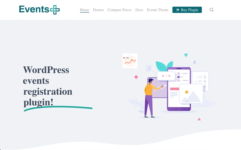 events plus homepage screenshot