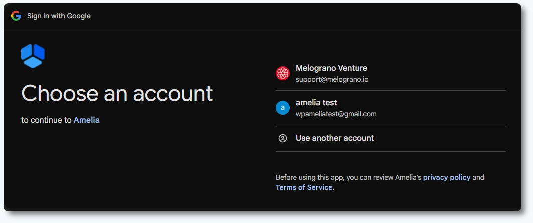 Googleサインイン画面に利用可能なGoogleアカウントの一覧が表示されます