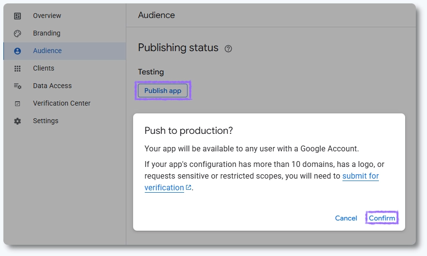 App publiceren naar Production