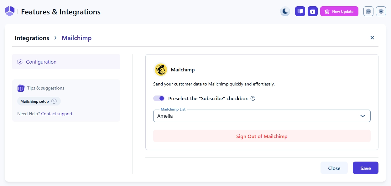 Mailchimp - Amelia WordPress Booking Plugin
