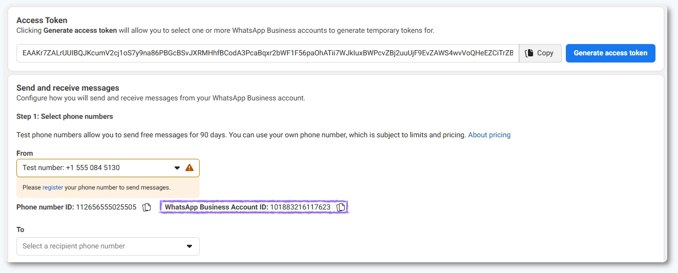 The Business account ID used in Amelia