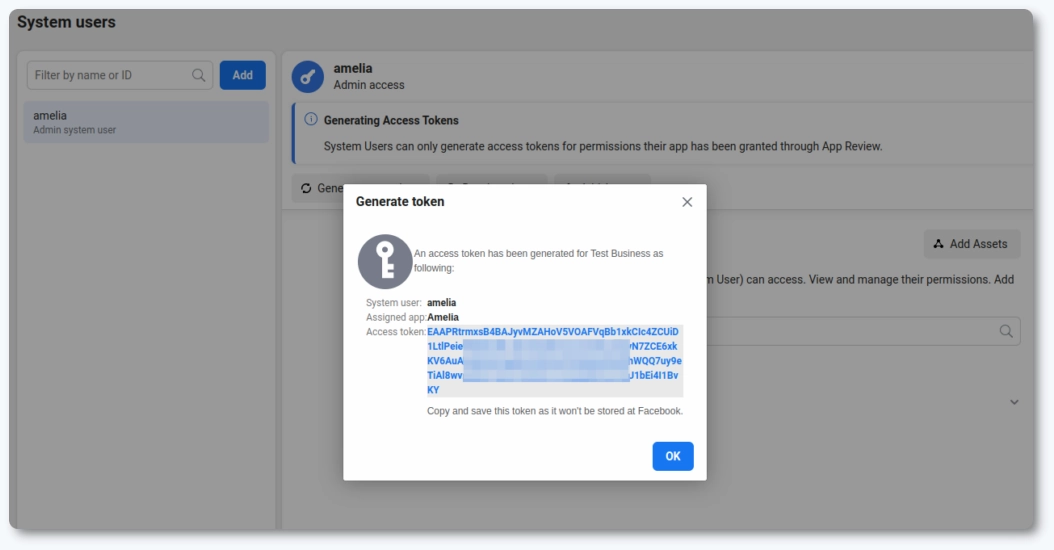 Creating a permanent WhatsApp token in Meta Business Settings