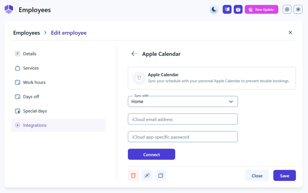 amelia apple calendar sync