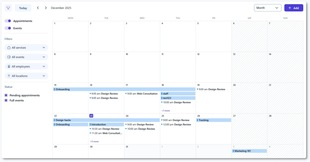 amelia calendar view