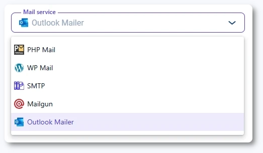 Outlook Mailer option selected in Amelia email settings