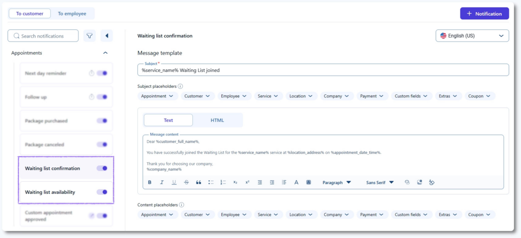 amelia waiting list for appointments