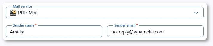 Sender name and sender email fields when PHP Mail is used in Amelia