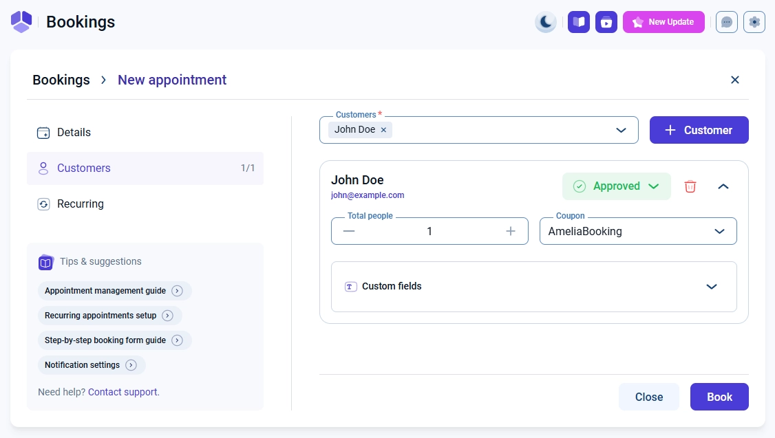 Create & edit coupons - Amelia WordPress Booking Plugin