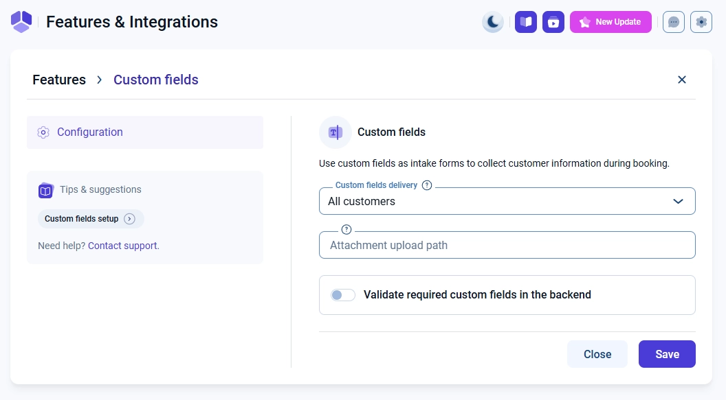 Custom fields - Amelia WordPress Booking Plugin