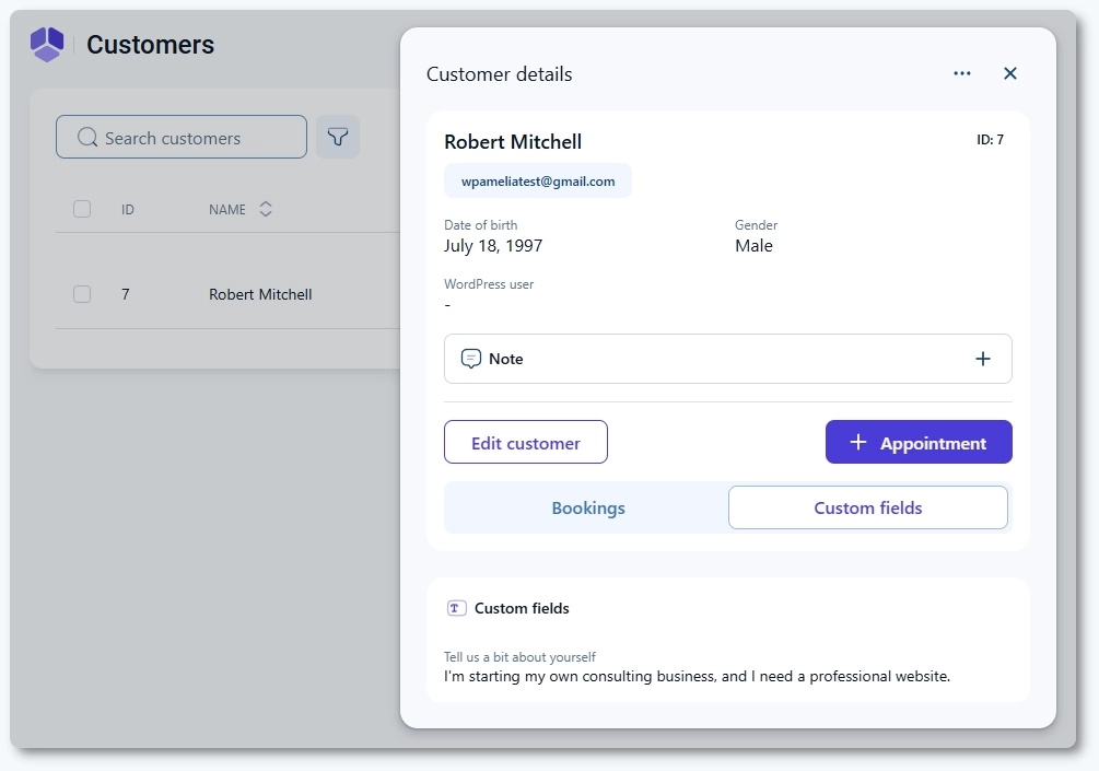 Customer custom fields - Amelia WordPress Booking Plugin