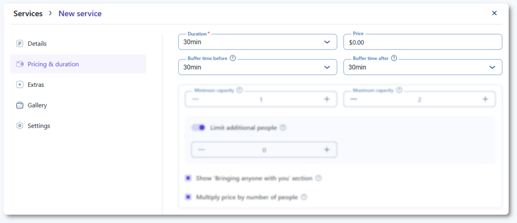 amelia apointment buffer time slot