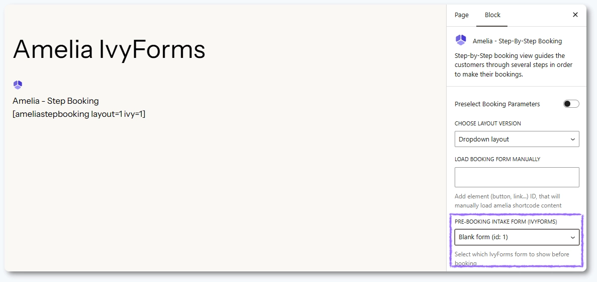 IvyForms integration - Amelia WordPress Booking Plugin