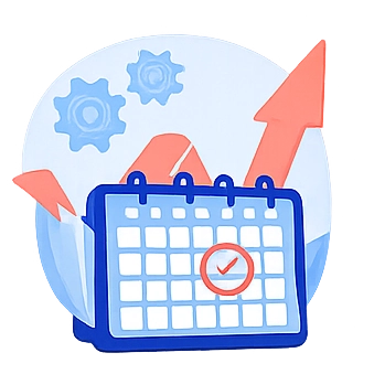 Calendar icon with a rising arrow, representing unlimited appointments