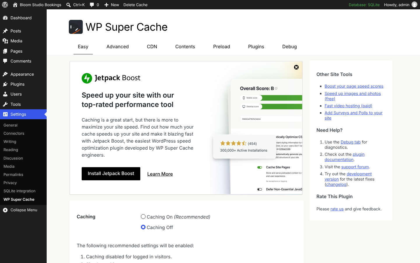 W3 Total Cache 2.10.7 opens a setup guide that tests each cache type before you enable it.