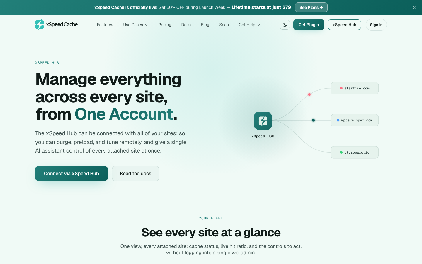 xSpeed Hub connects every site to one account and one AI connection.